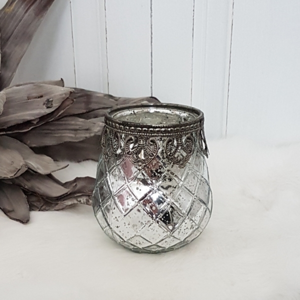 Windlicht "Casablanca" - Bauernsilber mit Metallrand - Höhe 10 cm – Bild 2