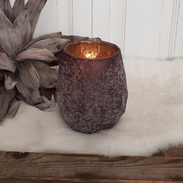 Windlicht "Lissabon" - Glas lackiert - mauve - Höhe 13 cm