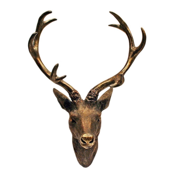 Hirschgeweih - bronze Metall-Optik - Höhe 30 cm