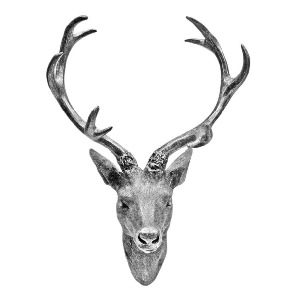 Hirschgeweih - silber Metall-Optik - Höhe 60 cm