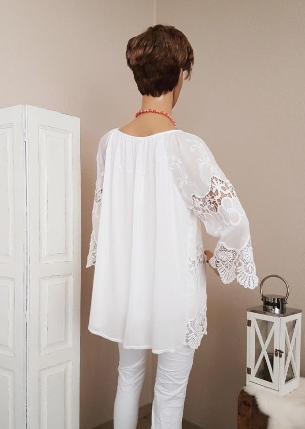 Bluse mit Häkelspitze und Blumenmuster - Einheitsgröße (passend von 36 - 42) – Bild 3