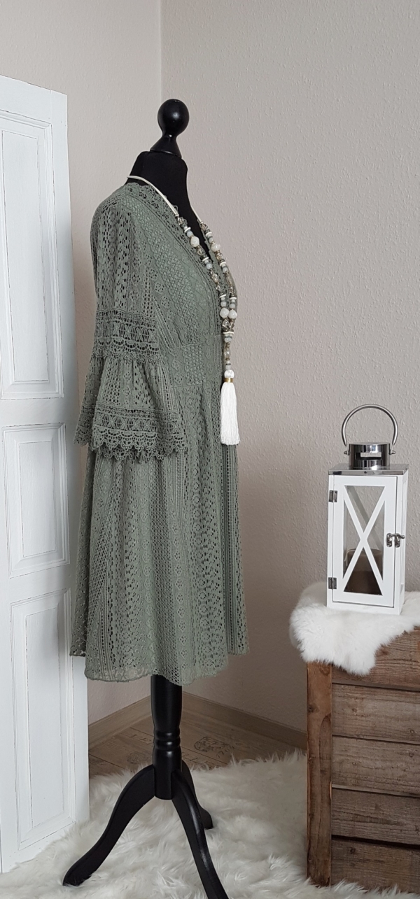 Traumhaftes Boho-Kleid im Empire-Stil - khaki - passend für Größe 36 - 38 - 40 – Bild 5