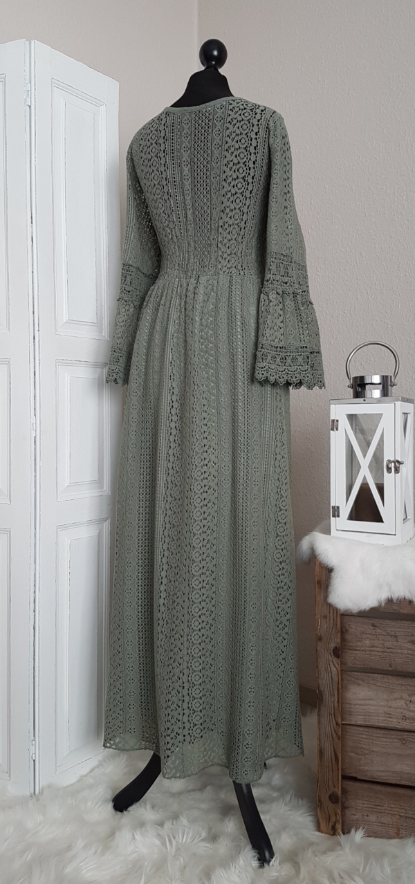 Traumhaftes Boho-Maxikleid im Empire-Stil - khaki - passend für Größe 36 - 38 - 40 – Bild 3