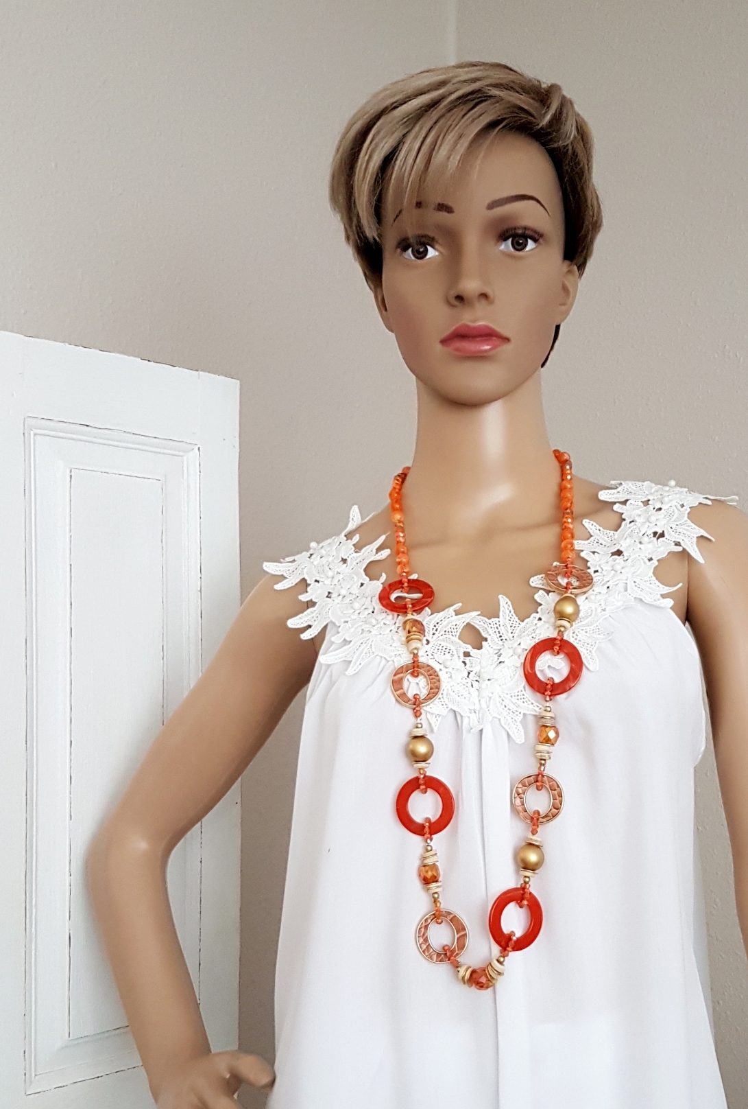 Top mit Spitzenträger in Blumenform - weiß - Einheitsgröße (passend von 36 - 40) – Bild 3