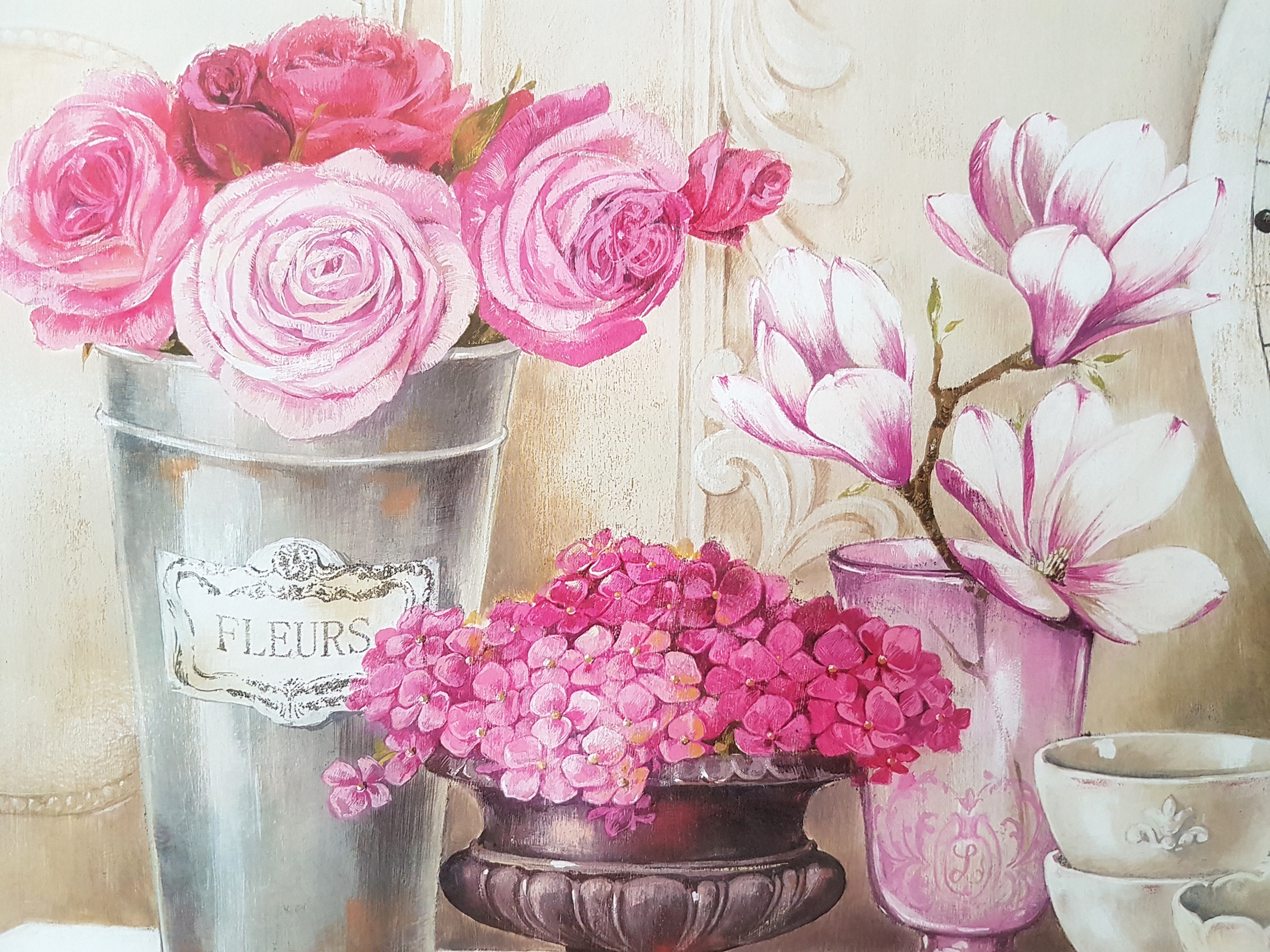 4-teilig – Korkunterlage Platzsets „Fleurs“ Tischsets Shabby – Dekodreams Wolf Landhaus –