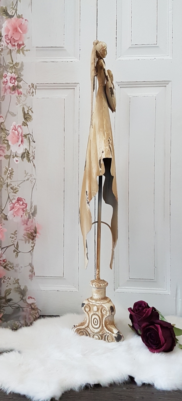Shabby Chic Deko Engel - antik beige patiniert - 66 cm – Bild 2