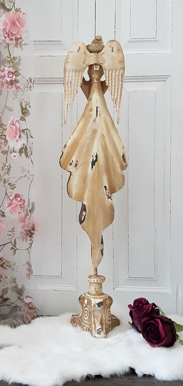 Shabby Chic Deko Engel - antik beige patiniert - 66 cm – Bild 3
