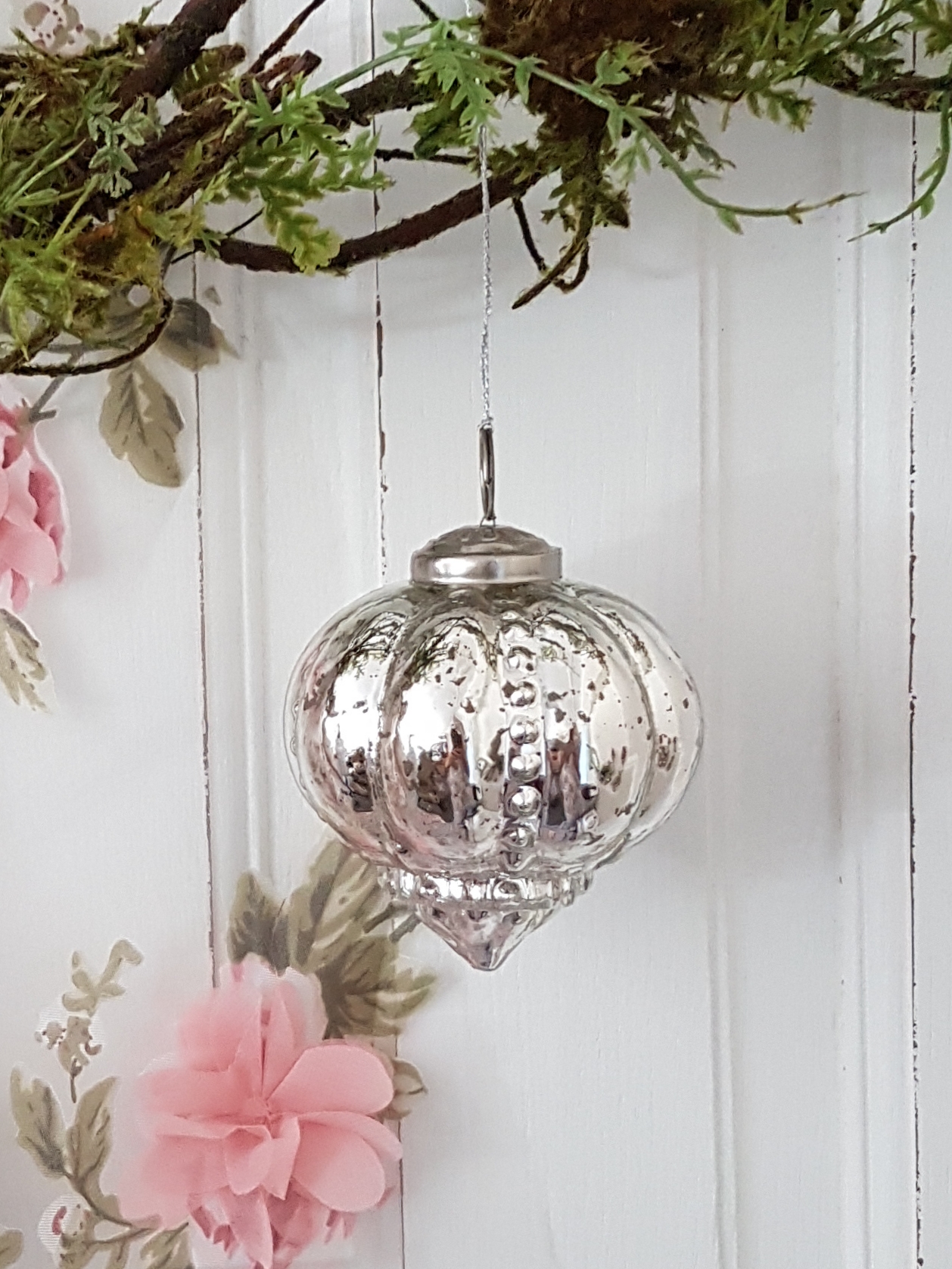 Kleine Bauernsilber Dekokugel "Zapfen" - 8 cm