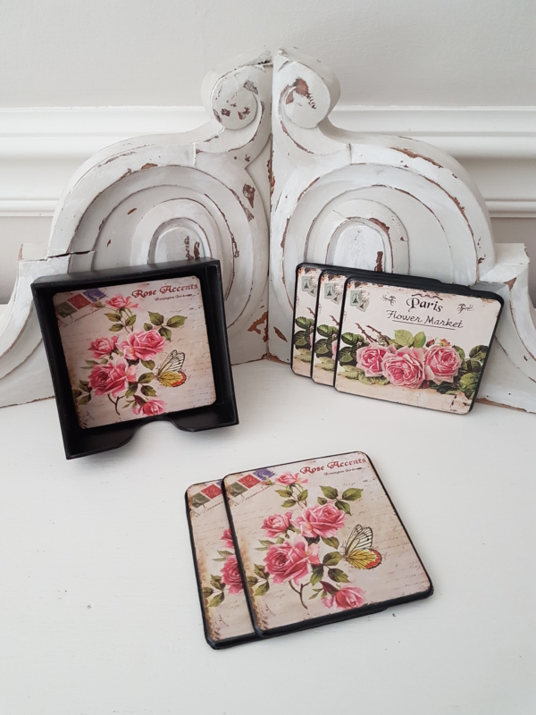 6er-Set Melamin-Untersetzer "Roses"