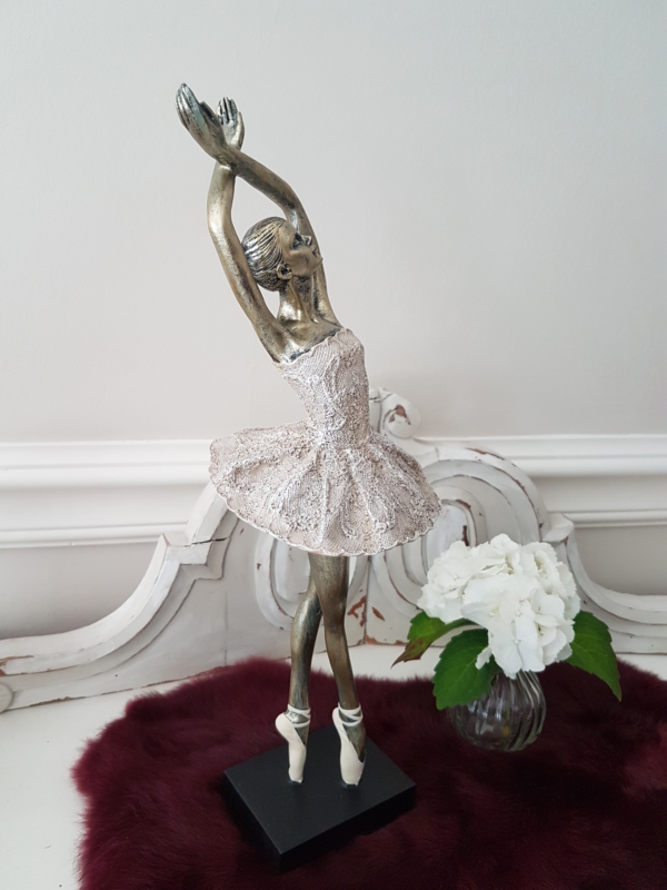 Ballerina tanzend - gold creme altrosa - 39 cm - Shabby Chic Landhaus – Bild 2