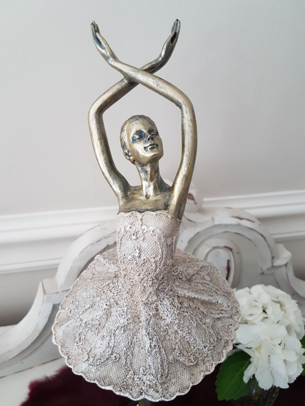 Ballerina tanzend - gold creme altrosa - 39 cm - Shabby Chic Landhaus – Bild 4
