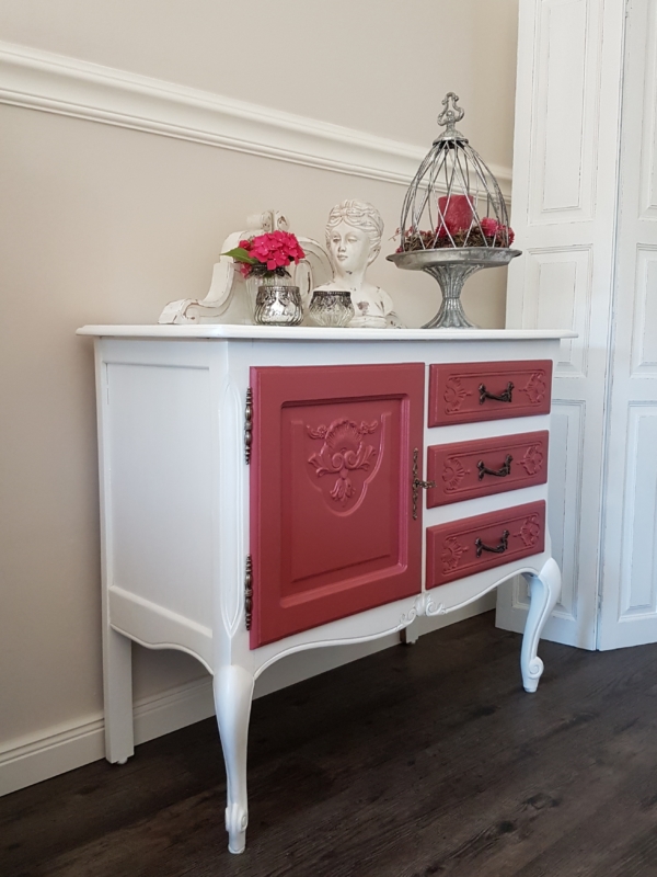 alte Kommode - Queen Anne Style - weiß / rot - Shabby Chic – Bild 2
