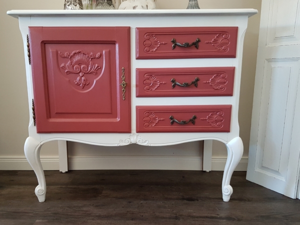 alte Kommode - Queen Anne Style - weiß / rot - Shabby Chic – Bild 3