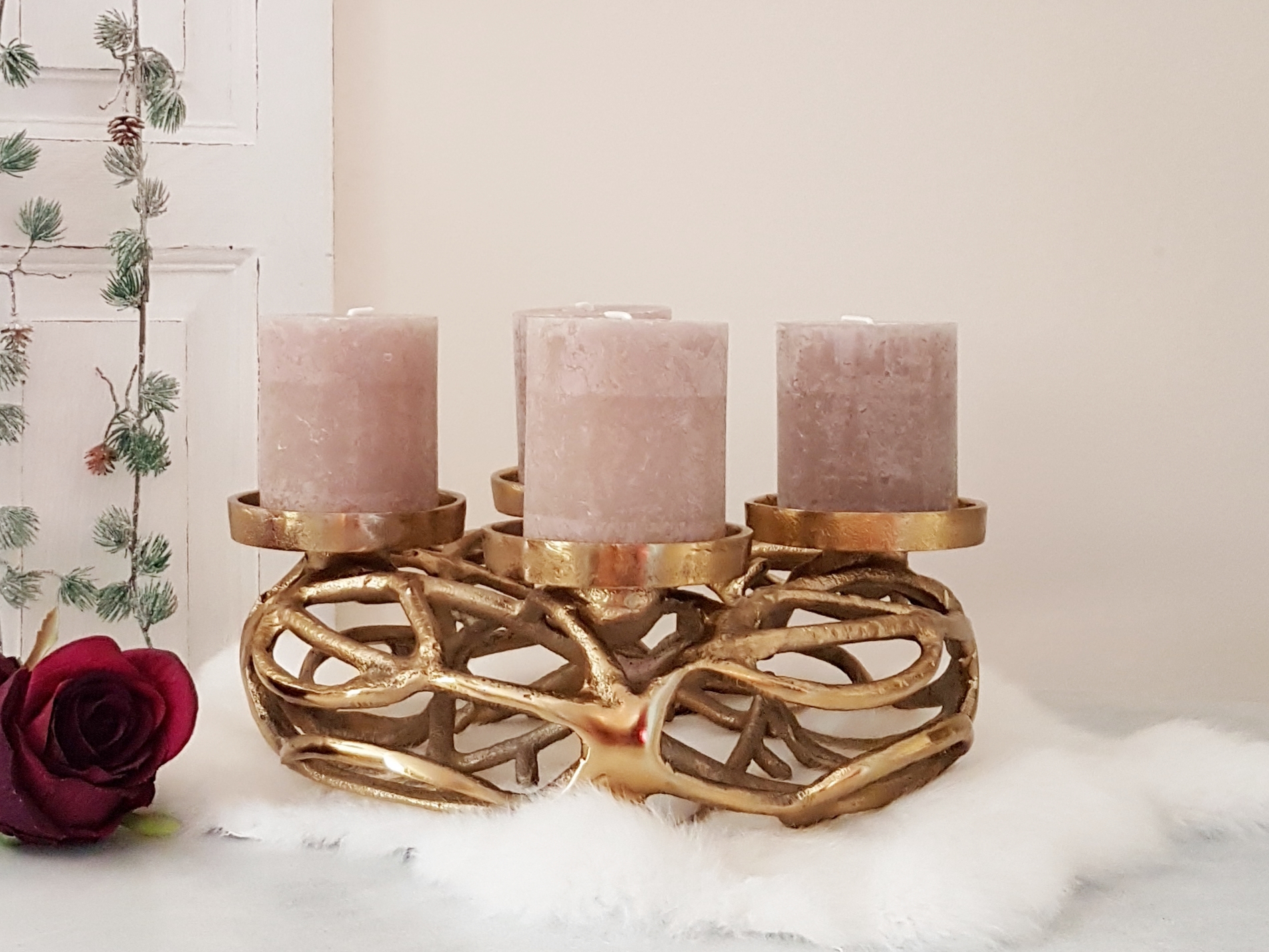 Adventskranz - Aluminium gold
