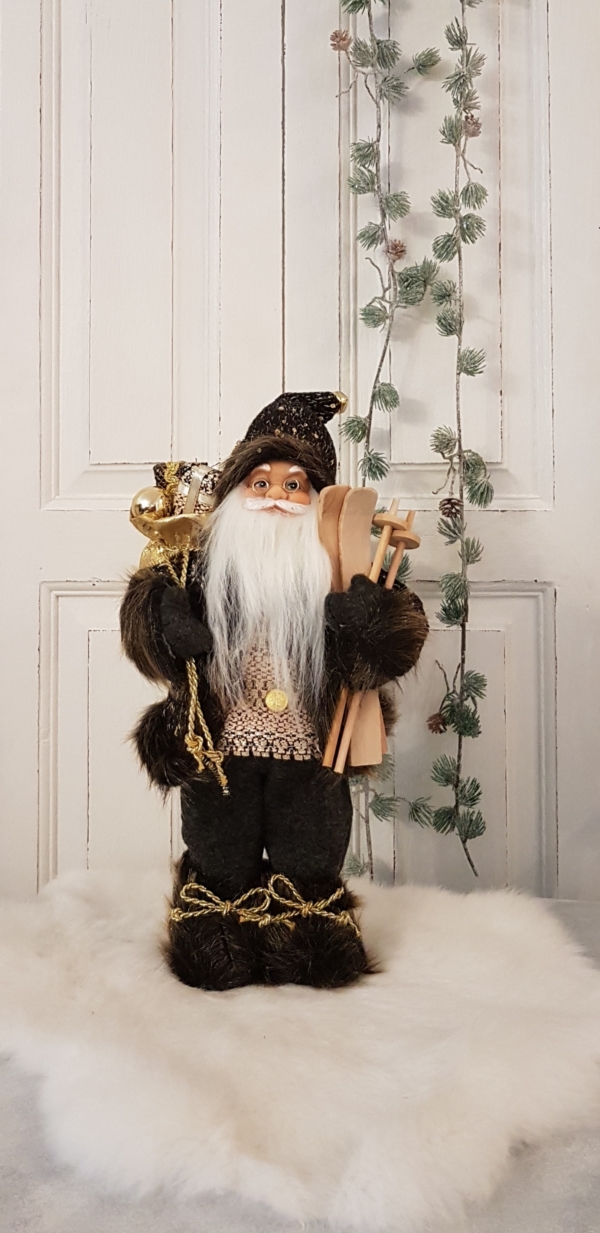 Nikolaus in der Trendfarbe schwarz / gold - 30 cm