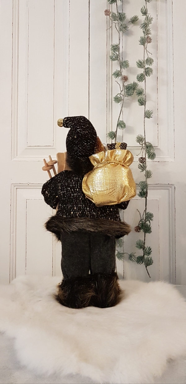 Nikolaus in der Trendfarbe schwarz / gold - 30 cm – Bild 4