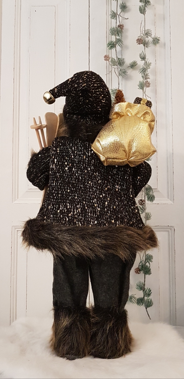 Nikolaus in der Trendfarbe schwarz / gold - Höhe 46 cm – Bild 4