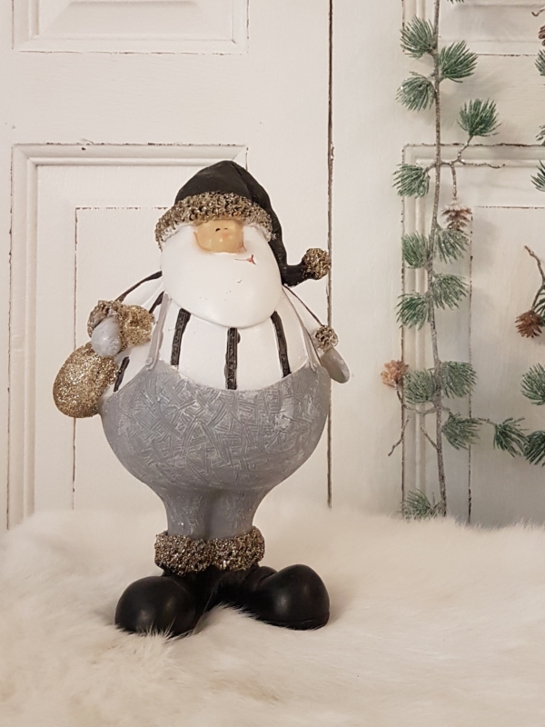 Nikolaus mit Sack - schwarz / grau / gold - 18 cm