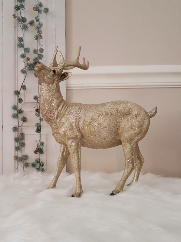 XXL Hirsch - stehend - champagner gold - Höhe 46 cm