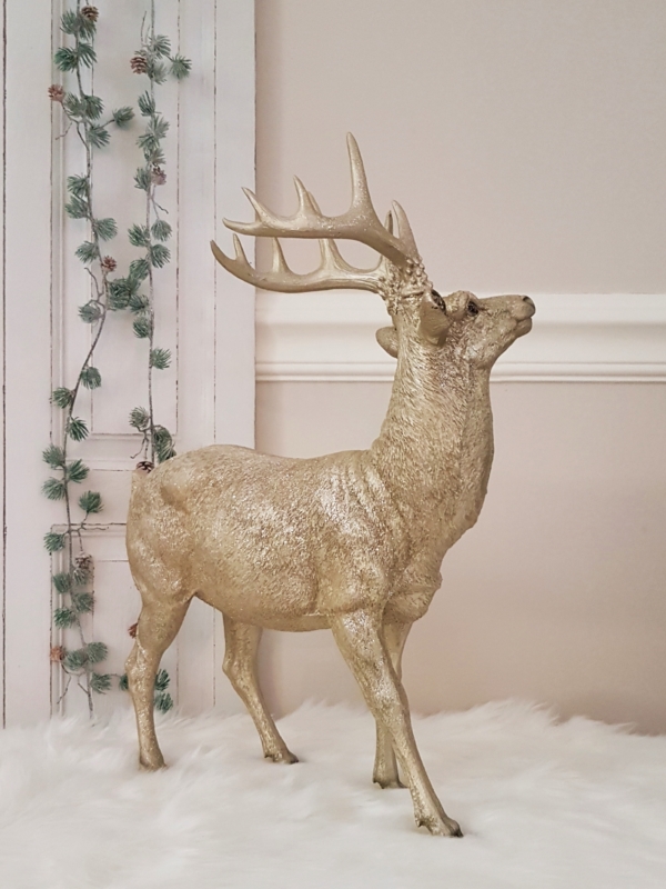 XXL Hirsch - stehend - champagner gold - Höhe 46 cm – Bild 2