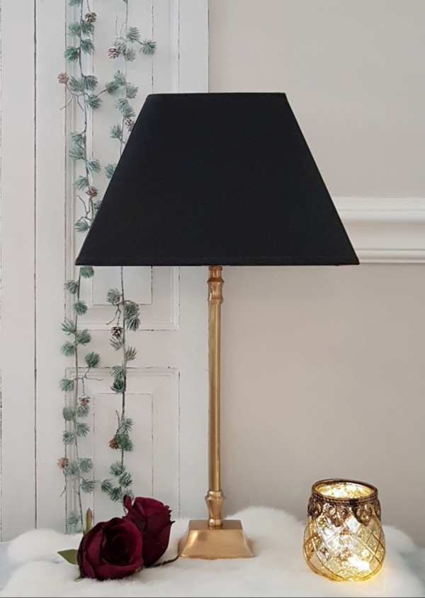 Elegante Tischleuchte aus Bronze mit schwarzem Kartonschirm - Höhe 55 cm