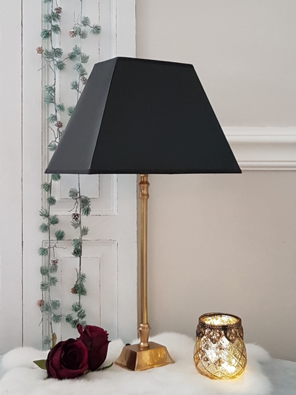 Elegante Tischleuchte aus Bronze mit schwarzem Kartonschirm - Höhe 55 cm – Bild 2