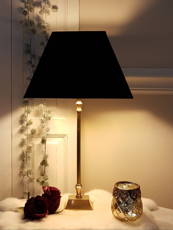 Elegante Tischleuchte aus Bronze mit schwarzem Kartonschirm - Höhe 55 cm – Bild 3