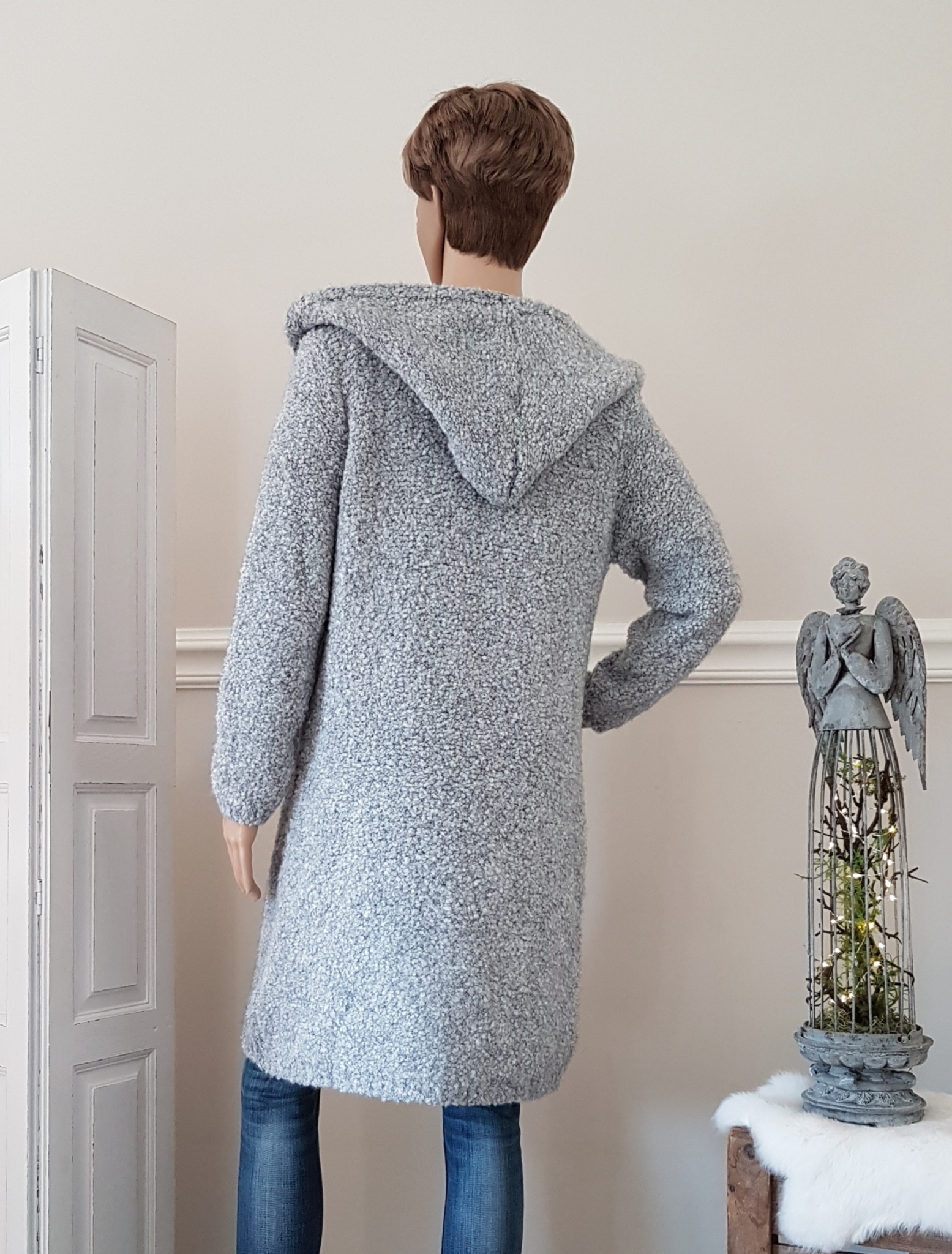 Damen Strickjacke Mit Kapuze - Eisseide Cardigan Mit V-Ausschnitt In Verschiedenen Farben