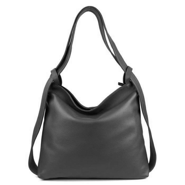 Echtleder Umhängetasche / Rucksack - dunkelgrau
