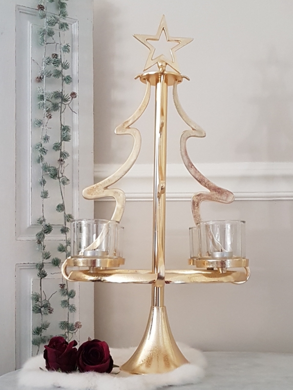 Cor Mulder - hängender Adventskranz - Weihnachtsbaum - Aluminium - gold - Höhe 72 cm – Bild 3