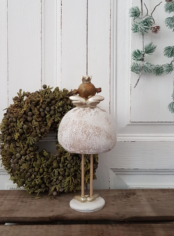 Deko-Engel mit Krone und Herz - creme - 20 cm – Bild 2
