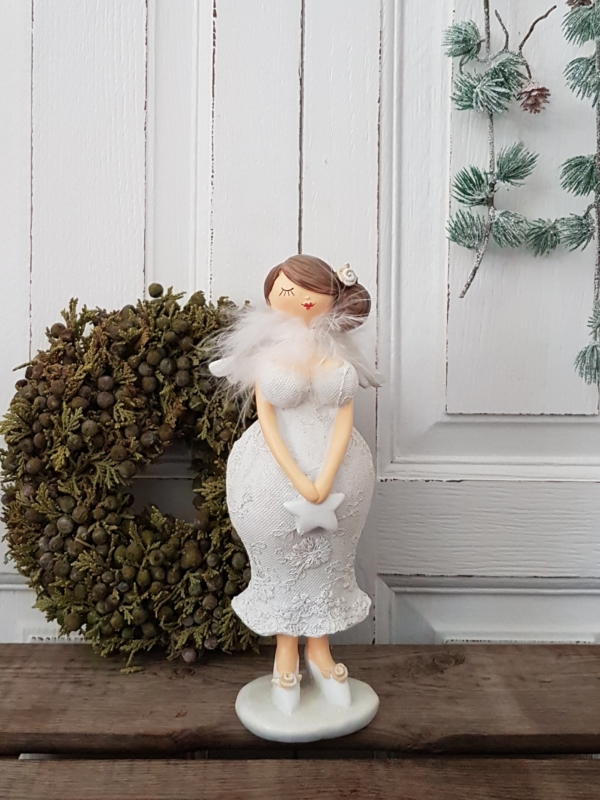Deko-Engel "Dicke Dame mit Stern" - Höhe 20 cm