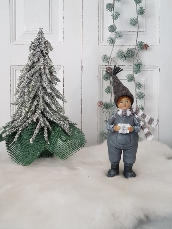 nostalgische Winterkinder - grau - 2er-Set - 20 cm – Bild 2