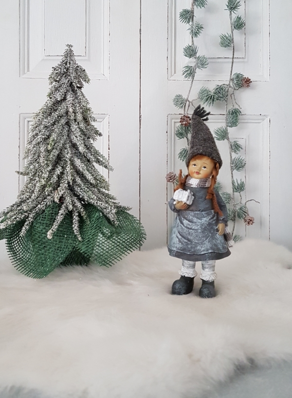 nostalgische Winterkinder - grau - 2er-Set - 20 cm – Bild 7