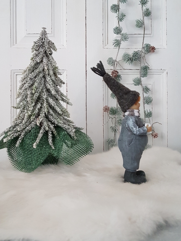 nostalgische Winterkinder - grau - 2er-Set - 20 cm – Bild 6