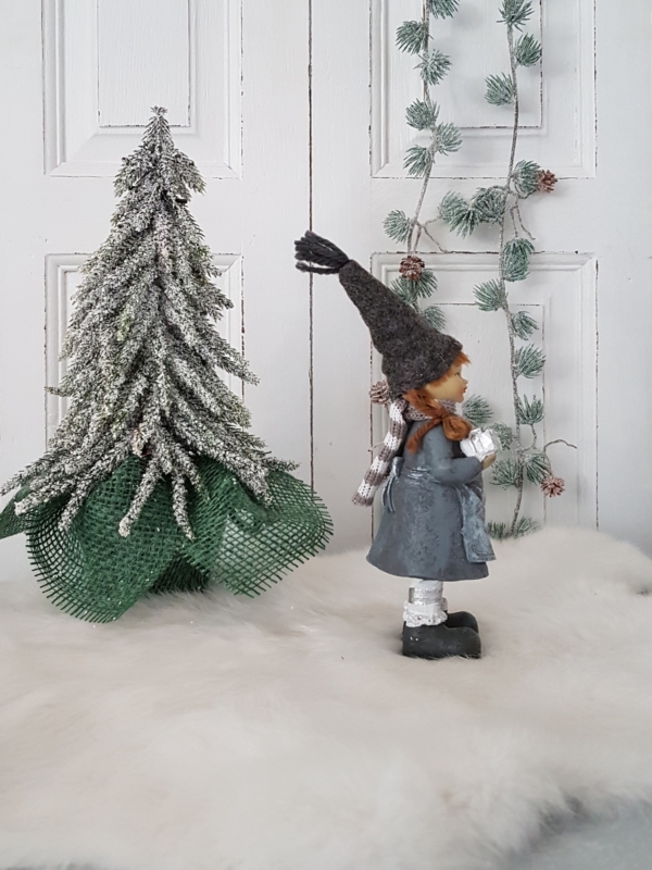 nostalgische Winterkinder - grau - 2er-Set - 20 cm – Bild 5