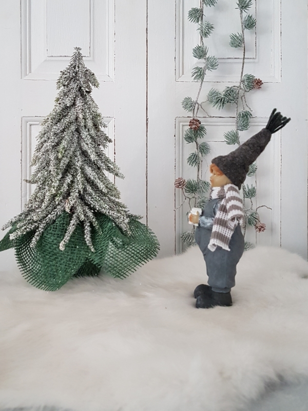 nostalgische Winterkinder - grau - 2er-Set - 20 cm – Bild 4