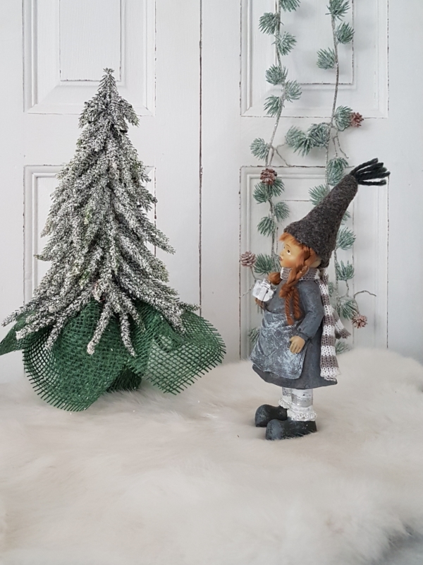 nostalgische Winterkinder - grau - 2er-Set - 20 cm – Bild 3