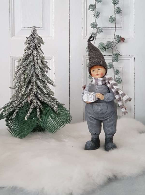 nostalgische Winterkinder - grau - 2er-Set - 25 cm – Bild 2
