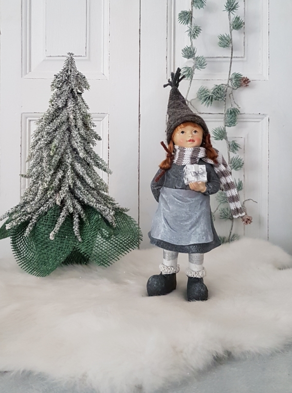 nostalgische Winterkinder - grau - 2er-Set - 25 cm – Bild 7