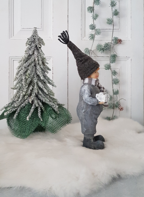 nostalgische Winterkinder - grau - 2er-Set - 25 cm – Bild 6