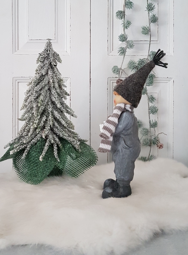 nostalgische Winterkinder - grau - 2er-Set - 25 cm – Bild 4
