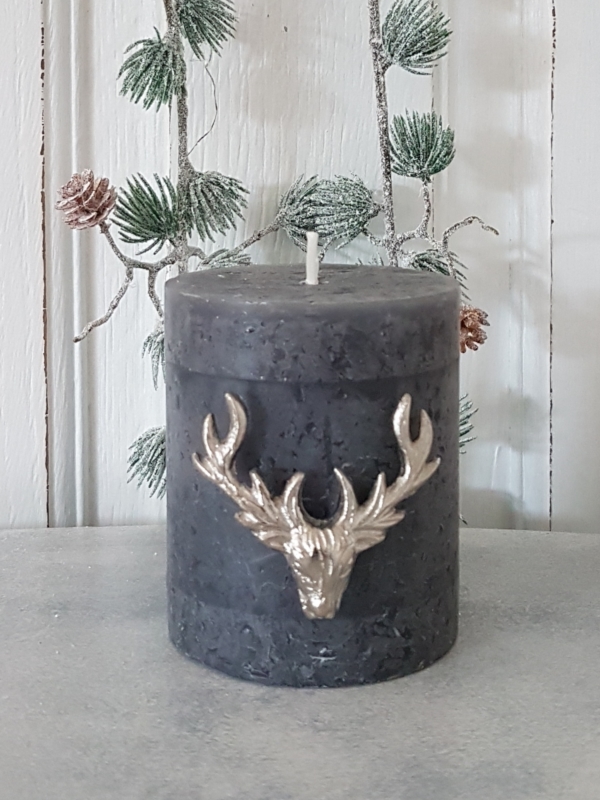 Kerzenstecker - Kerzendeko - Hirschgeweih - Aluminium - silber
