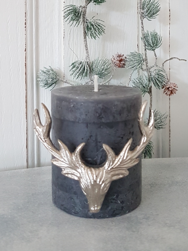 Kerzenstecker - Kerzendeko - Hirschgeweih - Aluminium - silber