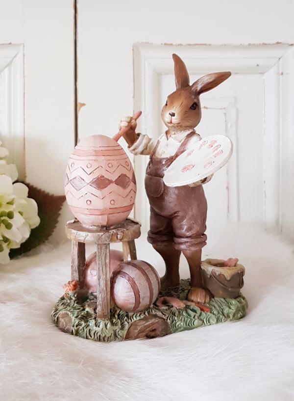 Nostalgischer Osterhase - rosa - Höhe 15 cm