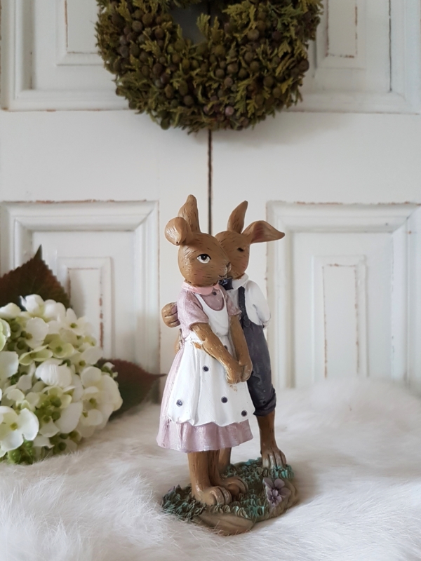 Küssendes nostalgisches Hasenpärchen - flieder / lila - 16 cm – Bild 4