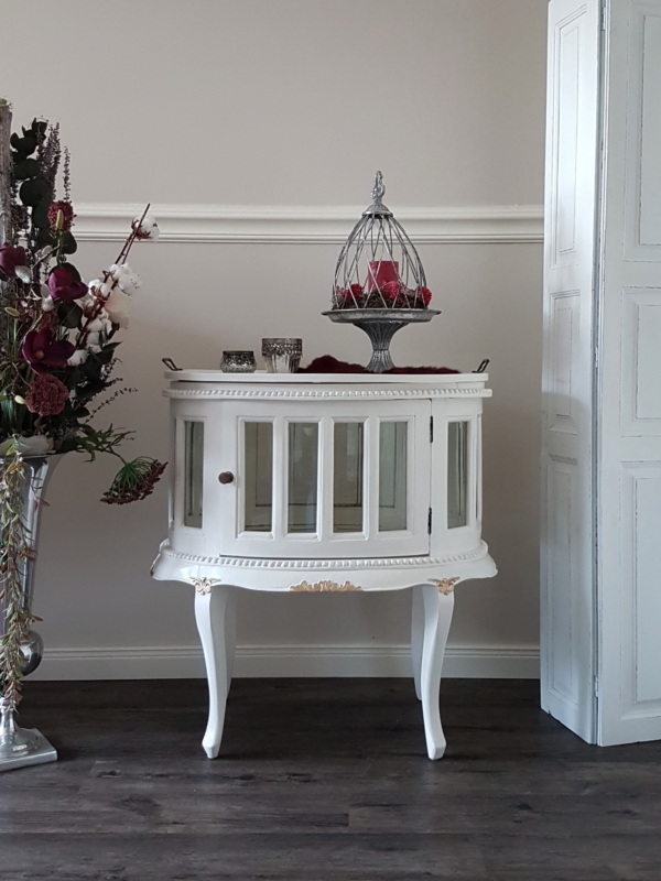 antiker ovaler Teetisch / Barschrank - Shabby Chic