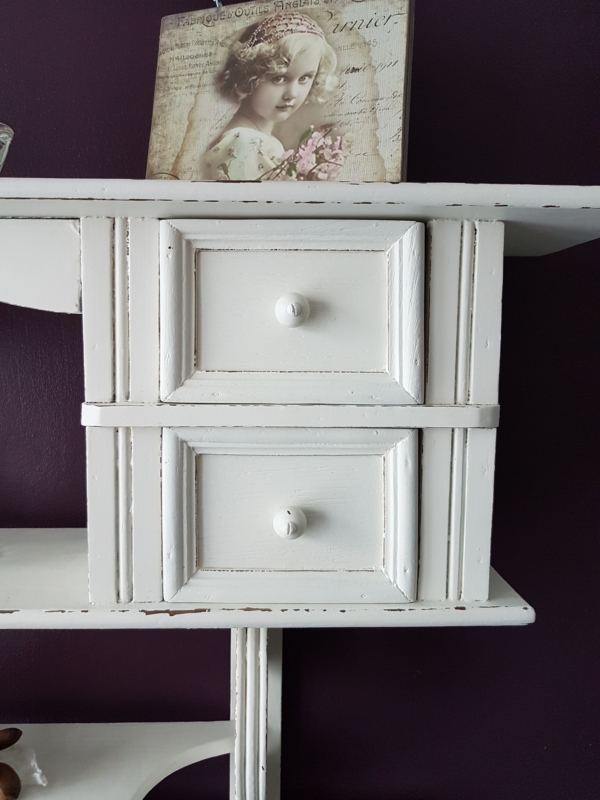 großes antikes Wandregal mit 4 Schubladen - weiß - Breite 124 cm - Shabby Chic – Bild 3