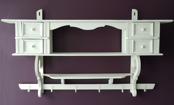 großes antikes Wandregal mit 4 Schubladen - weiß - Breite 124 cm - Shabby Chic – Bild 4