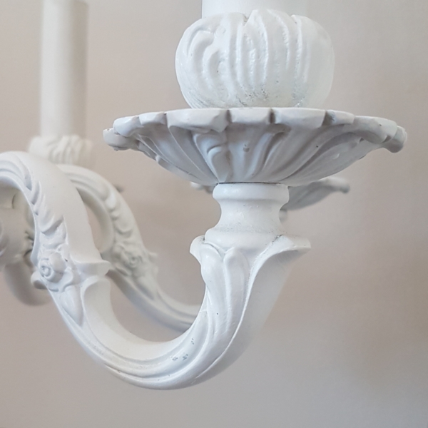 wunderschöner 6armiger Bronze-Kronleuchter - weiß - Shabby Chic – Bild 3